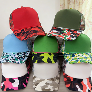 Gorra de béisbol de algodón transpirable con estampado de camuflaje de 5 paneles de alta calidad para <span class=keywords><strong>hombre</strong></span> y mujer, estilo deportivo, informal, para exteriores, tipo camionero con malla, al por mayor - Product Image 3