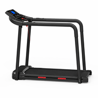 Tapis de marche d'intérieur pour petit appartement et chambre à coucher, moteur silencieux, clé de sécurité, capacité 120 kg, longue barre d'appui, cardio quotidien à domicile