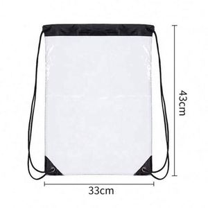Custom Printed Logo Stylish Waterproof Transparent Draw String Clear Pvc <b>Drawstring</b> Bag <b>Backpack</b> - Product Image 2