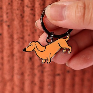 Porte-clés d'illustration de teckel animal mignon en acier inoxydable 316l Pvd plaqué or 18 carats bijoux émail porte-clés <span class=keywords><strong>chien</strong></span> coloré - Product Image 5