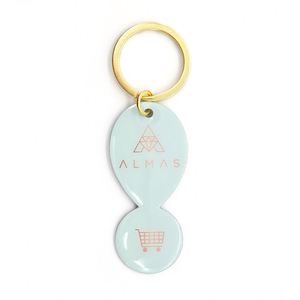 1 EURO Printing <b>Keychain</b> with Epoxy Coating Company Exhibition Giveaways <b>Keychain</b> for Shopping Cart Coin Key - Product Image 3