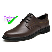 Chaussures en cuir véritable à lacets pour hommes, souliers à talon bas et à bout pointu, chaussures de travail formelles, de marque italienne, vente en gros