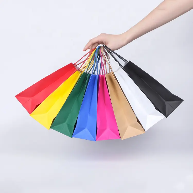 Özel kendi Logo boyutu renk ucuz gıda Take Away Bown kraft kağıt saplı çanta