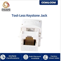 Cat6 RJ45 Pin Kontak Berlapis Emas Penjepit Kabel Perunggu Fosfor Keystone Jack Modul Jaringan IDC Putih untuk Panel Patch Pelat Dinding
