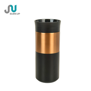Borraccia Termica Nera Oro 350ml con Tappo a Pressione, Antigoccia, in Acciaio Inossidabile Isolato Sottovuoto per Ufficio, Caffetteria, Pendolarismo, Uso Quotidiano - Product Image 2