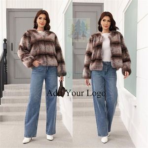 Wholesale Women's <strong>Leo</strong> Print Customer Design Fashion Winter's Faux Fur Coat - Product Image 2