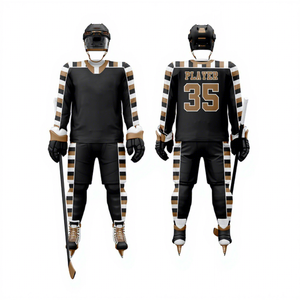 ชุดยูนิฟอร์มฮอกกี้น้ำแข็งสำหรับผู้ใหญ่ไซส์พลัส พร้อมบริการสกรีนแบบซับลิเมชั่นตามสั่ง OEM ผลิตจากโพลีเอสเตอร์ 100% แห้งเร็ว สวมใส่สบาย รับผลิตตามออเดอร์ - Product Image 1