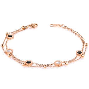 Rose Gold Double Layer Adjustable <b>Bracelet</b> With Shell Inlay For Women Gift Jewelry - Product Image 1