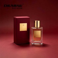 Flacon de parfum rectangulaire 100 ml à base épaisse 15 mm avec col serti, emballage boîte rouge et noir, marque privée