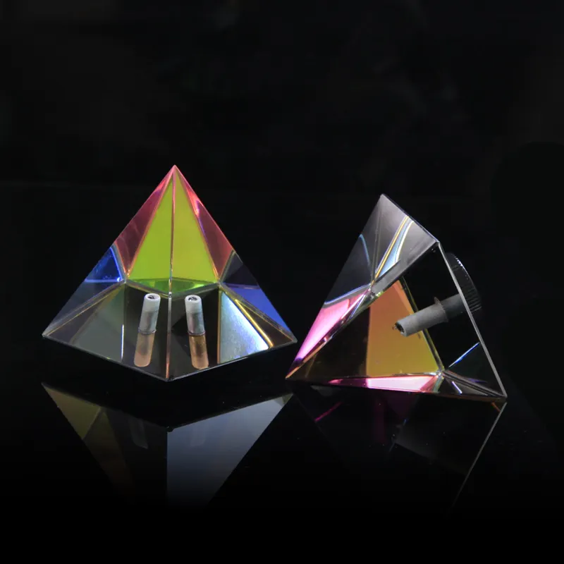 Pirámide de cristal óptico, cristal de zafiro colorido con tornillo