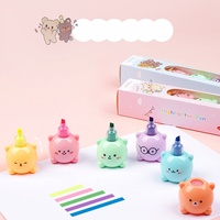 Ensemble de surligneurs pastel mignons en forme d'animaux de dessin animé Kawaii