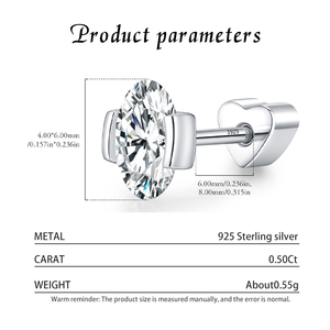 Minimalism Heart Screw Helix <b>Earrings</b> S925 Sterling Silver Oval Moissanite Tiny Stud <b>Earrings</b> for Women <b>Fine</b> Jewelry - Product Image 4