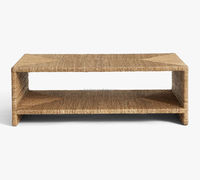 Table basse moderne en bois massif noir avec rembourrage doré, nouvelle conception