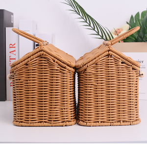 Premium Handmade Creative <strong>Small</strong> House-shaped Rattan Picnic <strong>Storage</strong> <strong>Basket</strong> Wedding Party Favors Bridesmaid Hand-held Gift <strong>Basket</strong> - Product Image 3