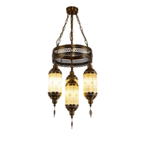 Lustre en verre teinté en mosaïque turque-bohème galvanisé avec de nouveaux lustres et suspensions en bronze galvanisé