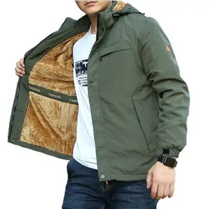 wholesale winter men's fleece hooded jacket outdoor plus size thickened cotton padded men's jackets