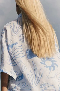 Abbigliamento da <span class=keywords><strong>donna</strong></span> estivo con stampa floreale <span class=keywords><strong>camicia</strong></span> a maniche corte e pantaloncini di <span class=keywords><strong>lino</strong></span> da salotto Set di pantaloncini da notte pigiama - Product Image 5