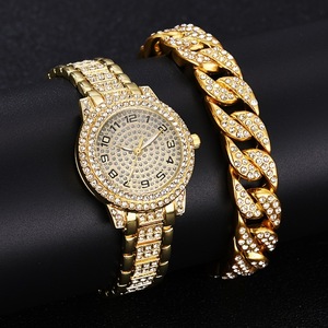 2PCSセットダイヤモンドウォッチレディナンバークォーツウォッチ女性用シャイニーアクセサリーブレスレットYuSa258 - Product Image 2
