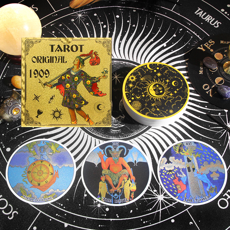 Round gold foil tarot