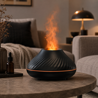 Humidificateur d'air à 7 LED effet flamme, diffuseur d'arômes volcanique portable à ultrasons, alimentation électrique pour la maison et les cadeaux