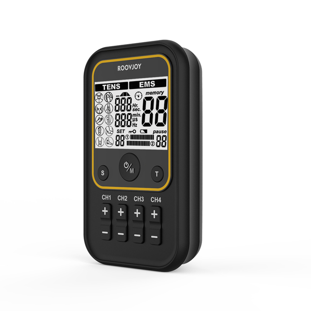 Small Size 4-Channel Smart TENS and EMS Physiotherapy Machine Black Color for Pain Relief and Shockwave Therapy
