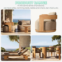 Canapé de patio en teck de luxe pour hôtel, canapé de jardin en bois imperméable, ensemble de meubles de jardin modernes, ensemble de canapés de patio