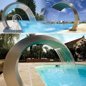 Cortina de água para piscina em cascata de aço inoxidável 304 para decoração de jardim e spa, ideal para uso em cascata, calha de água em aço inoxidável