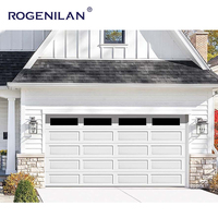 Portes de garage en aluminium de style Bridgeport personnalisées Rogenilan avec fenêtres en plexiglas supérieures porte coulissante de cour sur rail
