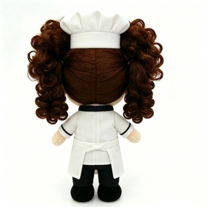 Customized Curly Hair Chef Girl Plush Doll, Cute Female Chef Stuffed Toy with White Uniform & <b>Apron</b>, Anime-Style Chef Ch - Product Image 3