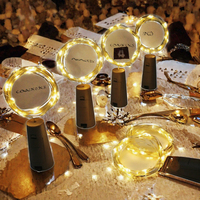 Lampu Tali Botol Cork 20 LED 2M Mini Perak Kawat Tembaga Lampu Peri Natal IP44 Cocok untuk DIY Pesta Pernikahan Dekorasi Meja