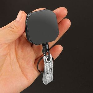 Heavy Duty Retractable Badge Holder Reel Square Metal ID Badge Holder with Belt Clip Camping Key Ring for Name Card Keychain - Product Image 3
