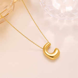 Collar con Colgante de Letra del Alfabeto POP, Estilo Burbuja, Grueso, 26 Letras, Cadena de Caja, Colgante de Alfabeto Bonito y Grueso - Product Image 4