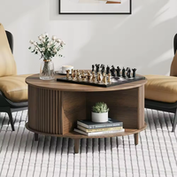 Meubles de luxe en forme de noyer, table basse centrale moderne, adaptée aux salons et aux cafés, avec espace de rangement.