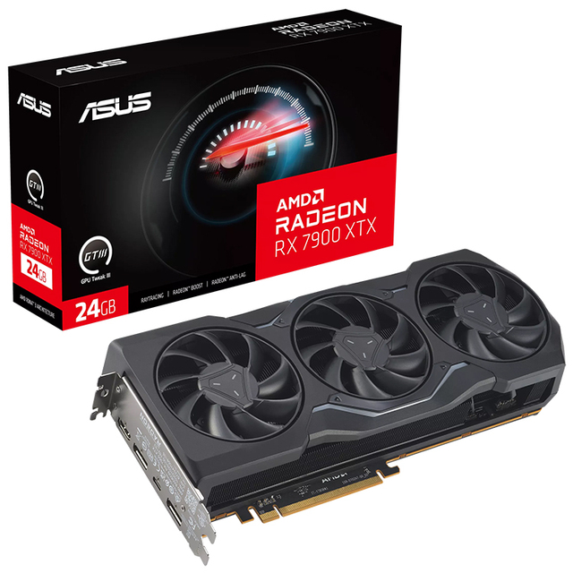 Used ASUS AMD Radeon RX 7900 XTX 24GB GDDR6 Graphics Card with 6144 Stream Processors 384 Bit Support Intel Core I9 13900K