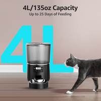 Distributeur automatique de nourriture pour chat 4L, distributeur de nourriture sèche avec bol en acier inoxydable 304, mode double alimentation pour chats et petits chiens, usage domestique