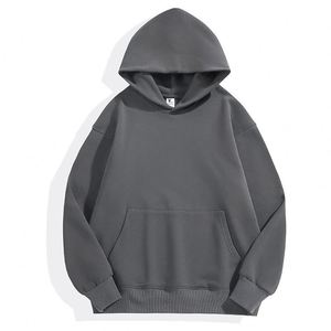 Black Winter Warm Fleece Lined Plain <b>Men's</b> Hoodie 500 Gsm Soft Unisex Oversized High Quality Custom Essentials Hoodie - Product Image 4