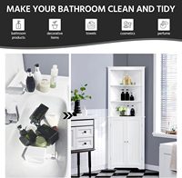 24 ans Offre Spéciale Armoire de rangement de salle de bain style simple Armoire d'angle haute double porte avec espace de rangement blanc pour salle de bain