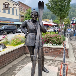 Statuetta di sciatore in bronzo scultura in metallo uomo sportivo personalizzato moderno - Product Image 4