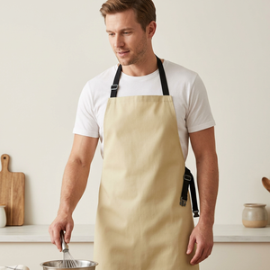 Delantal de algodón estilo sencillo con cintura ajustable sin bolsillos para uso diario en la cocina - Product Image 2