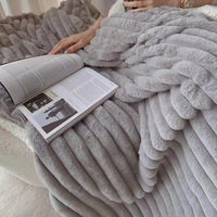 Manta de felpa toscana de lujo, doble cara, gruesa, conejo Rex, tejido de imitación, uso en invierno, cama, siestas de oficina, sofá, viaje cálido