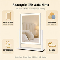 Miroir de maquillage de table blanc avec éclairage, 28 cm, rotation à 360°, miroir lumineux avec 3 modes de couleur, variateur d'intensité tactile