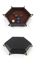 En stock : Petite boîte de rangement hexagonale en flanelle et cuir PU, style moderne et minimaliste, pour dés et articles divers, plateau de bureau pliable