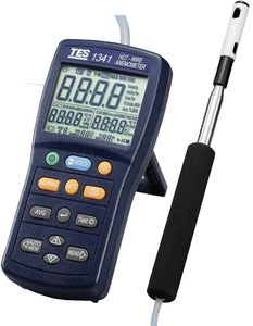Anémomètre à fil chaud TECPEL Taiwan TES-1341 avec mesure de la vitesse de l'air de 0,2 à 20,0 m/s et mesure de la température de 0 à 50°C - Product Image 1