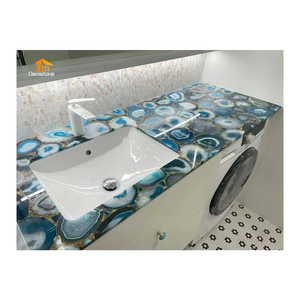 Tự nhiên Retro Nâu hóa thạch đá cẩm thạch hóa đá gỗ phòng tắm Vanity hàng đầu cho khách sạn - Product Image 5