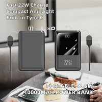 Nouvelle Station d'Alimentation Portable PD 22,5W 10000mAh Type-C avec Câble Intégré, Charge Rapide, Personnalisation du Logo