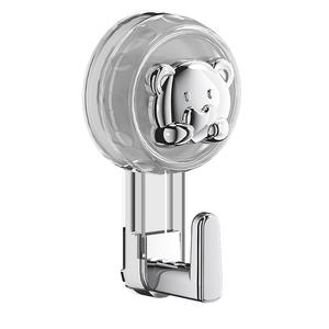 Crochet mural à ventouse Bear, gris translucide poli, sans perçage, pour organiser les vêtements et le rangement de salle de bain - Product Image 2