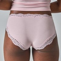 Celana Dalam Wanita Model High-Rise Hip Triangle Seksi Bahan Katun Modal Berenda Motif Polos Kain Rajut Bernapas Pasokan ODM Logo