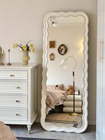 Miroir pleine longueur ondulé réglable pour amincissement, sur pied, pour magasins de vêtements, maison, hôtel, miroir mural - Grande Vente