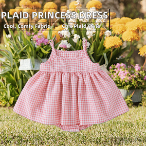 Nouvelle Robe Décontractée à Carreaux Col Halter Style Coréen Printemps-Été pour Bébé Fille, Barboteuse Princesse pour Enfants - Product Image 2
