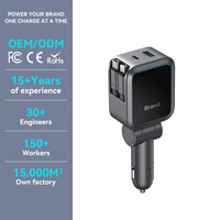 Nouveau chargeur de voiture rétractable multi-ports 84W avec câbles doubles de 75 cm, charge rapide PPS PD 45W Type C LED pour les voyages en famille
